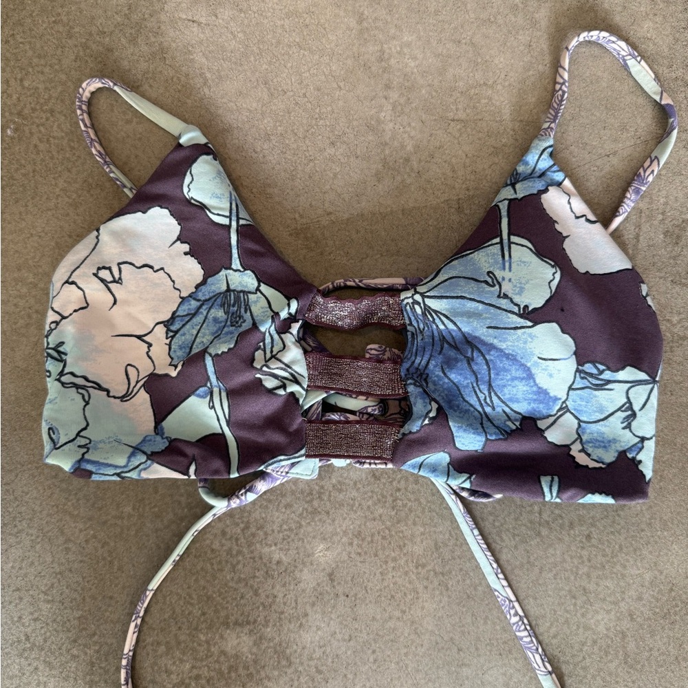 Maaji floral lace up bikini top L